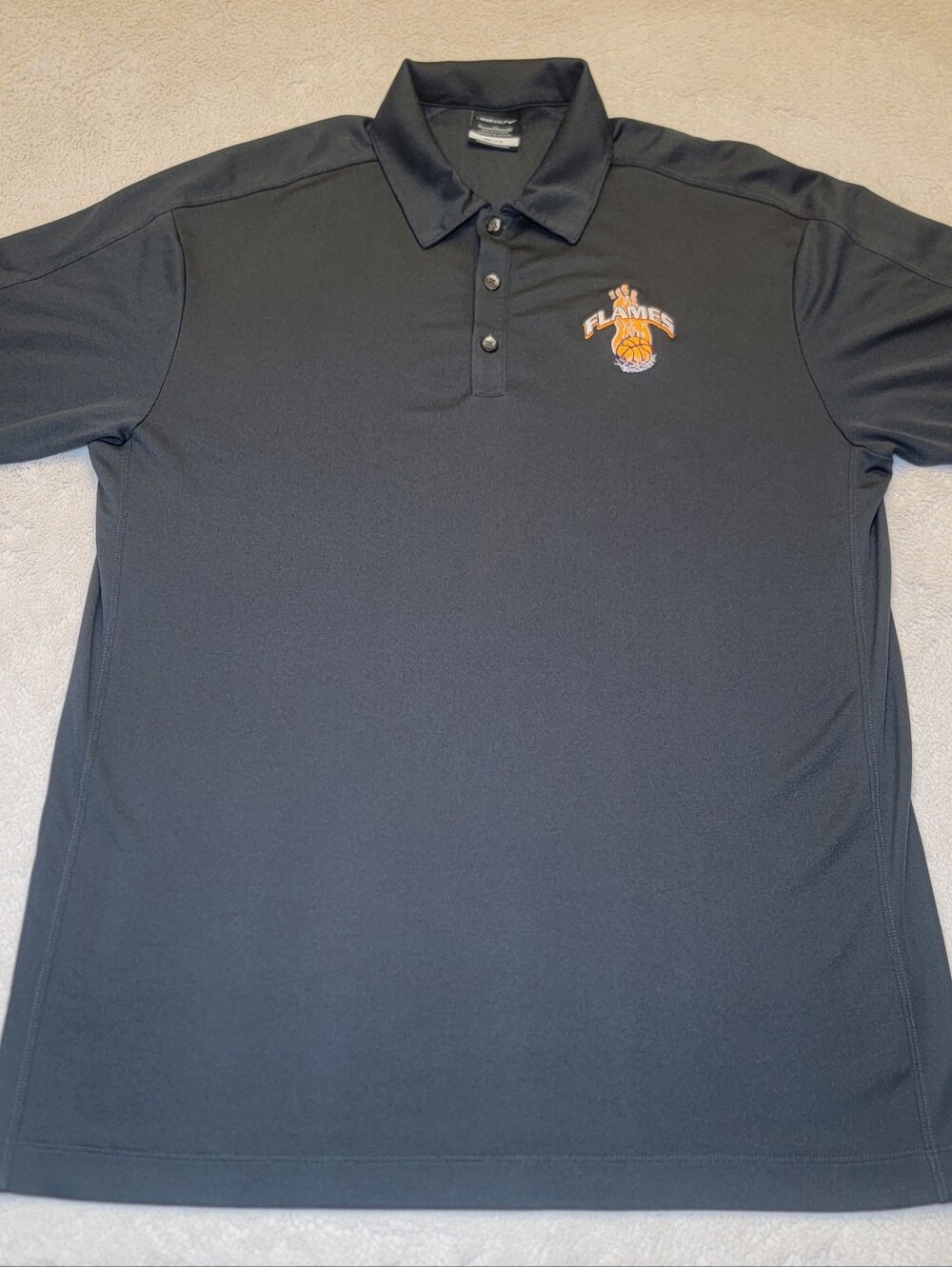 Nike Golf Polo Men's XL Charcoal Gray Short Sleeve Flames Basketball